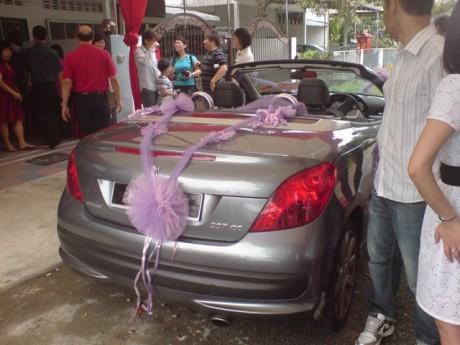 Rear View of Wedding Car - Peugeot 207 CC. Upon reaching Suyee's house, 